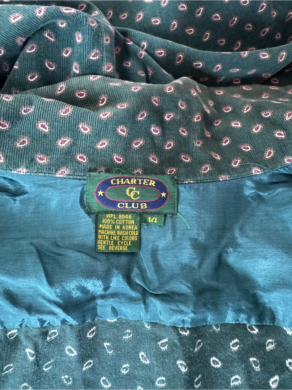 Vintage Charter Club Paisley Corduroy Dress - Picture 6 of 8